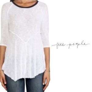 Free People NWT White Knit Tunic Top - Snow Combo - Size Large
